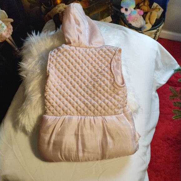 Little Lass Pink Quilted Puffer Vest w/ Faux Fur Hood – Girls Size 5 - Picture 3 of 4